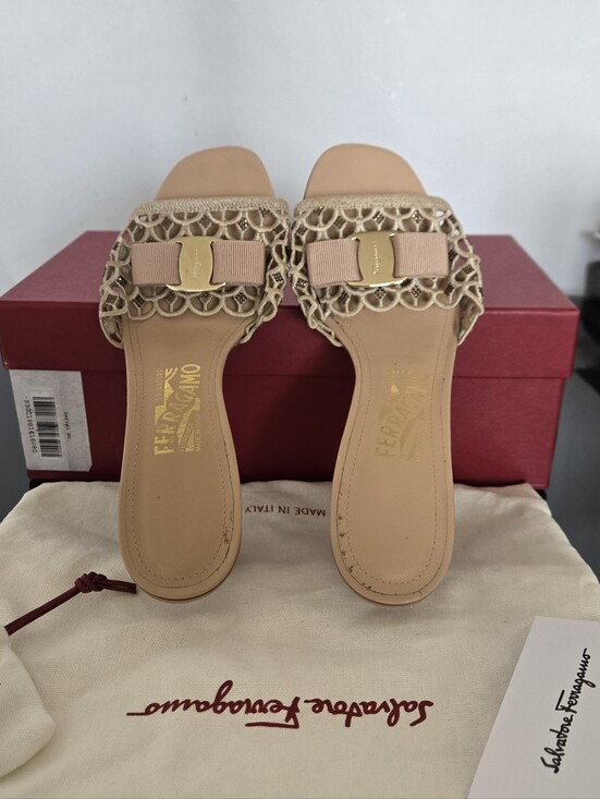 Salvatore Ferragamo Shoes - Salvatore Ferragamo Amaretti Vara Bow Mule Sandals